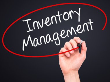 Adam el stok yönetimi ile siyah kalemi visua üzerinde yazma.