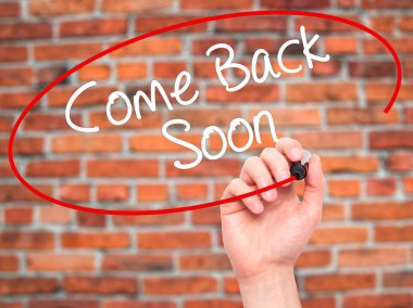 Adam el geri yakında gel siyah kalemi ile görsel scre yazma