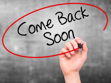 Adam el geri yakında gel siyah kalemi ile görsel scre yazma