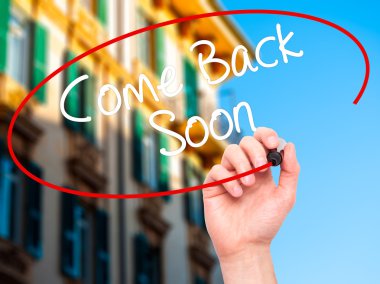 Adam el geri yakında gel siyah kalemi ile görsel scre yazma