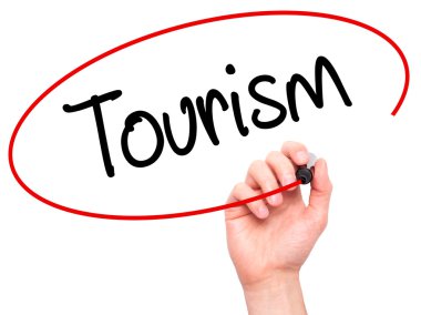 Adam el turizm ile siyah kalemi görsel ekranda yazma..