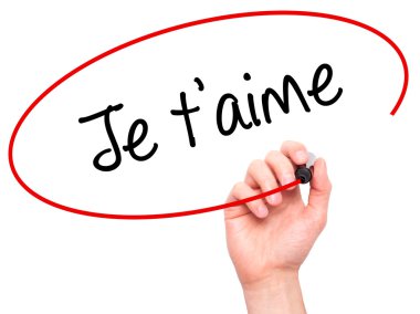 Adam el je t'aime (ı Love You Fransızca) siyah m ile yazma