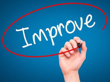 Adam el geliştirmek görsel ekranda siyah kalemi ile yazma