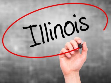 Adam el Illinois siyah kalemi ile görsel ekranda yazma.