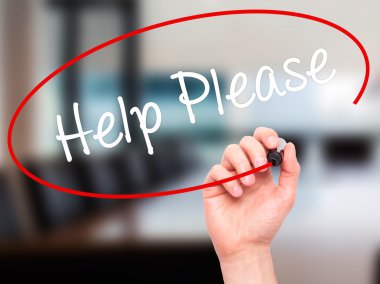 Adam el ile siyah kalemi görsel ekranda lütfen yardım yazma