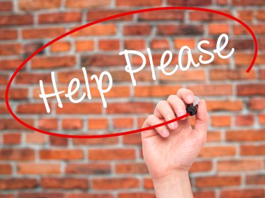 Adam el ile siyah kalemi görsel ekranda lütfen yardım yazma