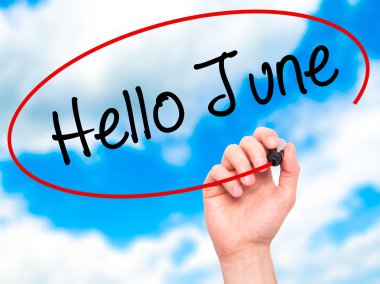 Adam el Merhaba Haziran ile siyah kalemi görsel ekranda yazma.