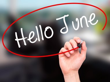 Adam el Merhaba Haziran ile siyah kalemi görsel ekranda yazma.