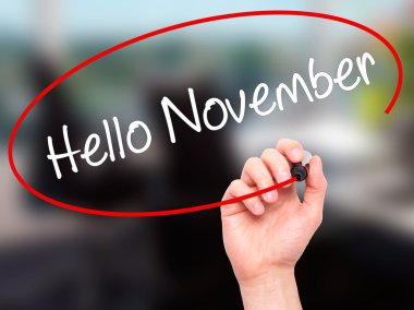 Adam el Merhaba Kasım ile siyah kalemi görsel scre yazma.