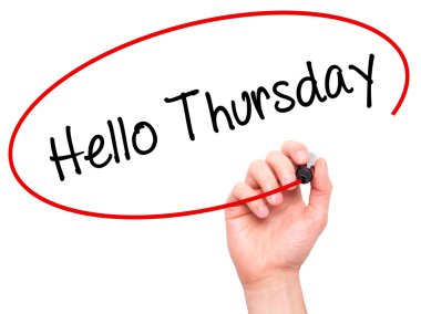 Adam el Merhaba Perşembe siyah kalemi ile görsel scre yazma.