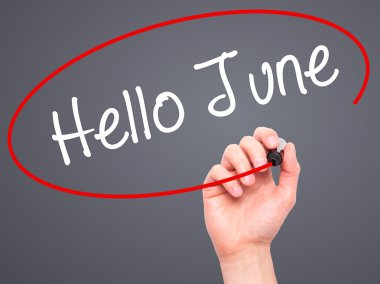 Adam el Merhaba Haziran ile siyah kalemi görsel ekranda yazma.