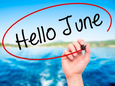 Adam el Merhaba Haziran ile siyah kalemi görsel ekranda yazma.