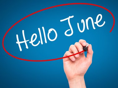 Adam el Merhaba Haziran ile siyah kalemi görsel ekranda yazma.