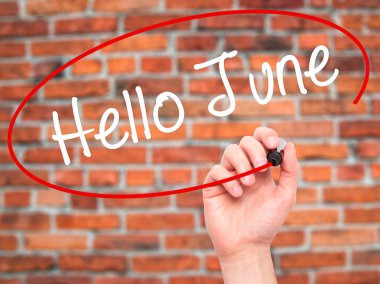 Adam el Merhaba Haziran ile siyah kalemi görsel ekranda yazma.