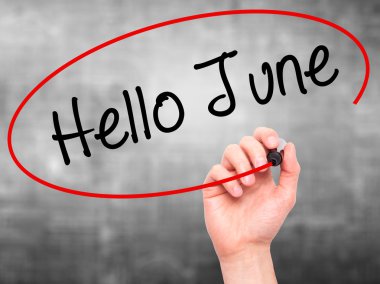 Adam el Merhaba Haziran ile siyah kalemi görsel ekranda yazma.