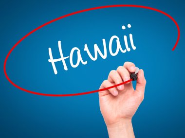 Adam el Hawaii ile siyah kalemi görsel ekranda yazma.