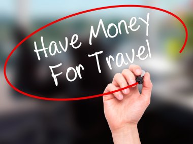 Adam el vis siyah kalemi ile seyahat için para var yazma