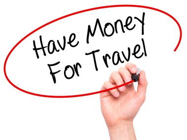 Adam el vis siyah kalemi ile seyahat için para var yazma