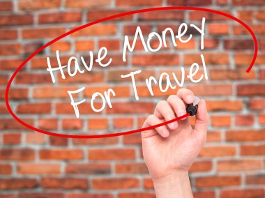 Adam el vis siyah kalemi ile seyahat için para var yazma