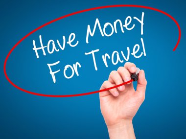 Adam el vis siyah kalemi ile seyahat için para var yazma