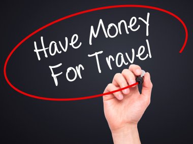 Adam el vis siyah kalemi ile seyahat için para var yazma