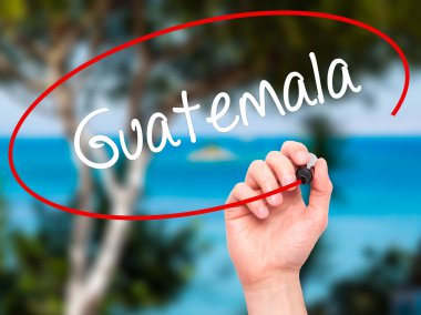 Adam el Guatemala siyah kalemi ile görsel ekranda yazma.