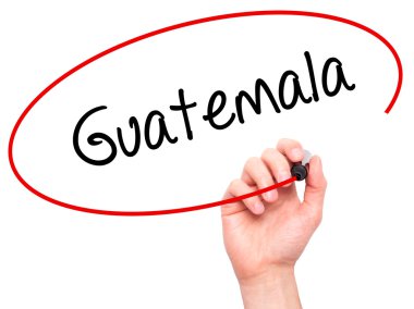 Adam el Guatemala siyah kalemi ile görsel ekranda yazma.