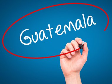 Adam el Guatemala siyah kalemi ile görsel ekranda yazma.