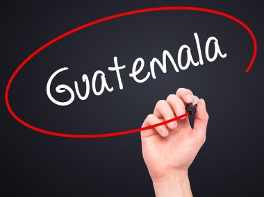 Adam el Guatemala siyah kalemi ile görsel ekranda yazma.