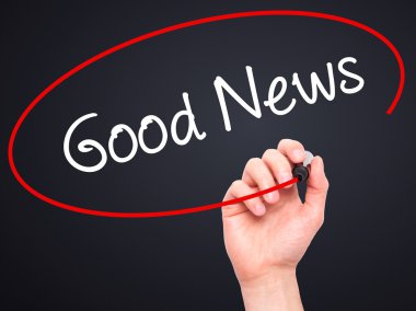 Adam el iyi haber ile siyah kalemi görsel ekranda yazma.