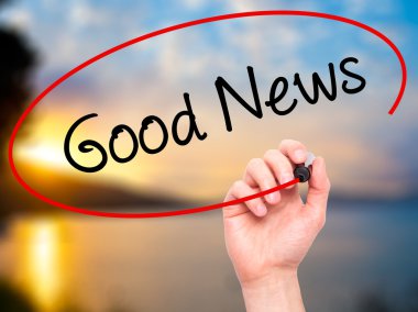 Adam el iyi haber ile siyah kalemi görsel ekranda yazma.