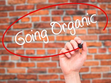 Adam el gidiş organik siyah kalemi ile görsel dağ eteğindeki taş yığını üzerinde yazma