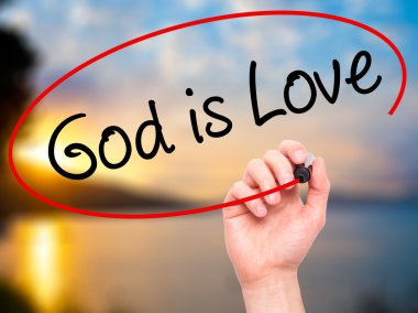 Adam el Tanrı yazma görsel ekranda siyah kalemi ile aşktır