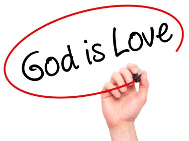 Adam el Tanrı yazma görsel ekranda siyah kalemi ile aşktır