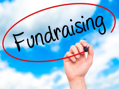 Adam el bağış toplama ile siyah kalemi görsel ekranda yazma.