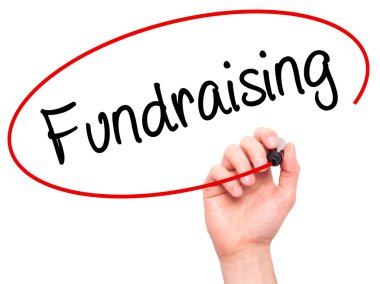 Adam el bağış toplama ile siyah kalemi görsel ekranda yazma.