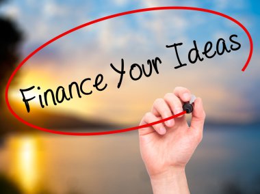Man Hand writing Finance Your Ideas with black marker on visual  clipart
