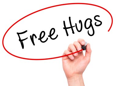 Adam el ücretsiz Hugs siyah kalemi ile görsel ekranda yazma