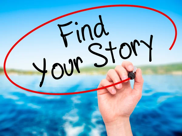 Adam el bul Your Story ile siyah kalemi görsel scr yazma.