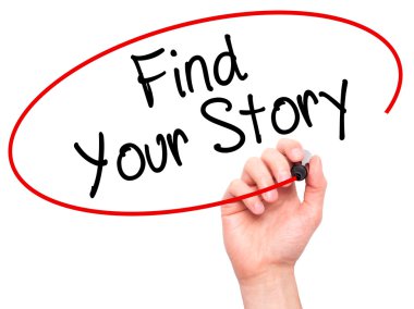 Adam el bul Your Story ile siyah kalemi görsel scr yazma.