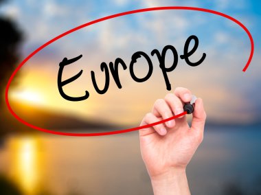 Adam el Europe ile siyah kalemi görsel ekranda yazma.