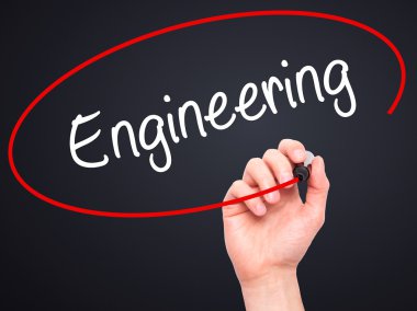 Adam el mühendislik ile siyah kalemi görsel ekranda yazma.