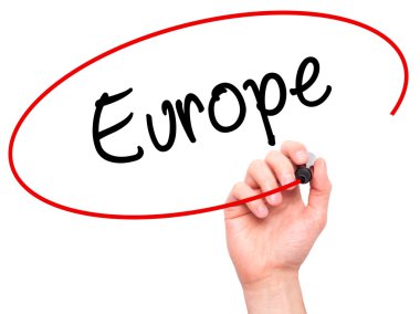 Adam el Europe ile siyah kalemi görsel ekranda yazma.