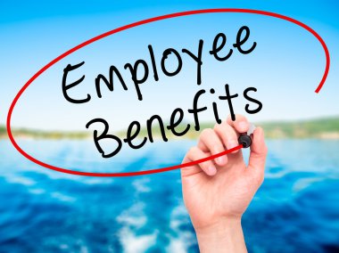 Adam el çalışanların sosyal haklarıyla siyah kalemi ile görsel s yazma.