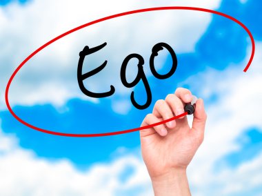 Adam el yazma ego ile siyah kalemi görsel ekranda