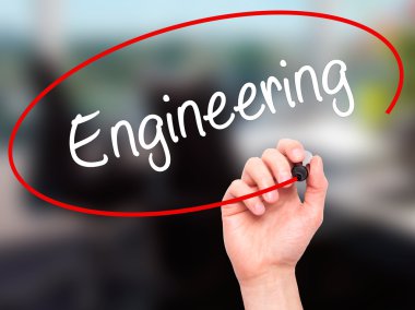 Adam el mühendislik ile siyah kalemi görsel ekranda yazma.