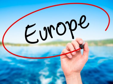 Adam el Europe ile siyah kalemi görsel ekranda yazma.