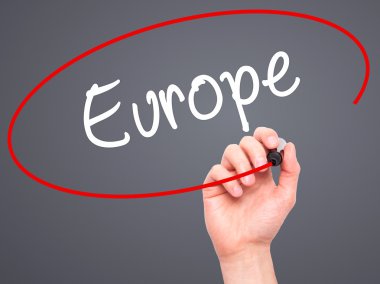 Adam el Europe ile siyah kalemi görsel ekranda yazma.