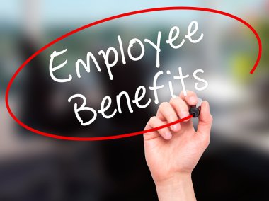 Adam el çalışanların sosyal haklarıyla siyah kalemi ile görsel s yazma.