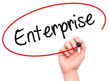 Adam el kurumsal siyah kalemi ile görsel ekranda yazma.